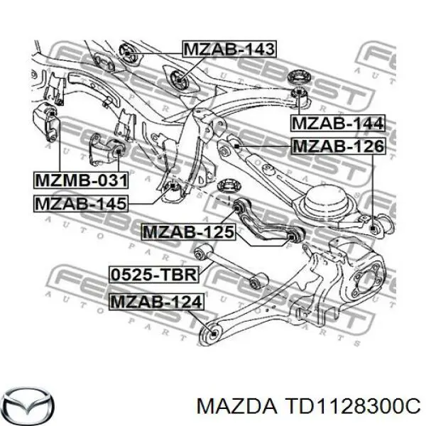 Сайлентблок заднього нижнього важеля TD1128300C Mazda