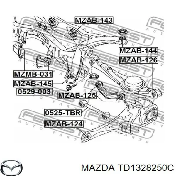 Цапфа - поворотний кулак задній, лівий Mazda CX-9 (TB) (Мазда CX-9)