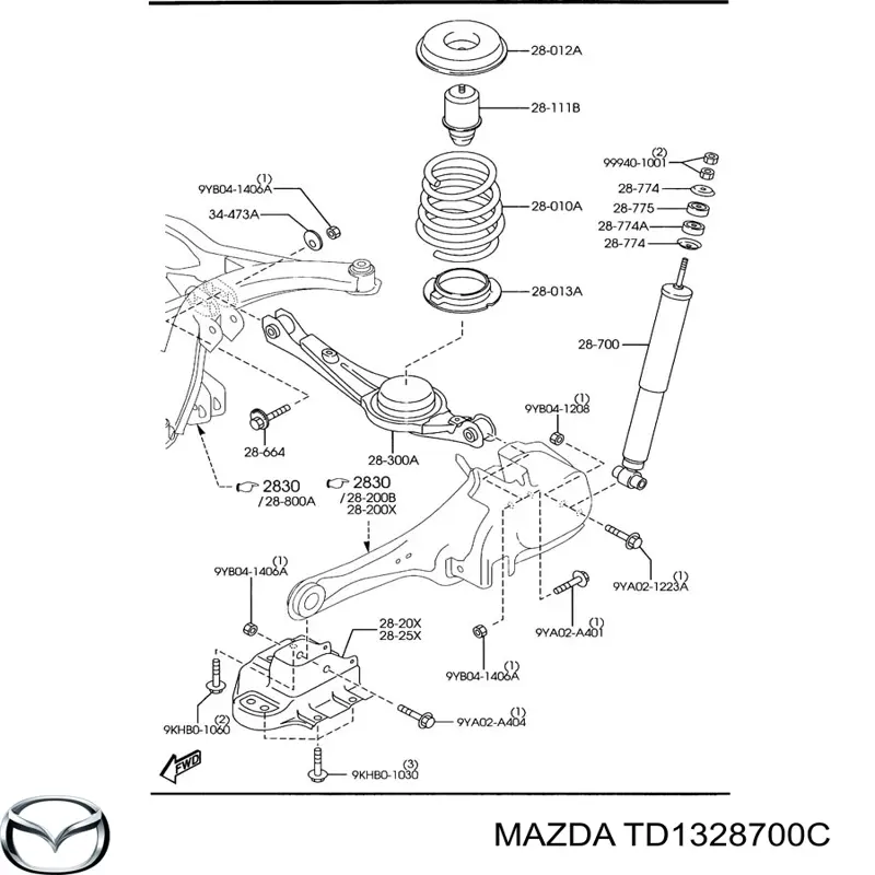 TD1328700C Mazda амортизатор задній