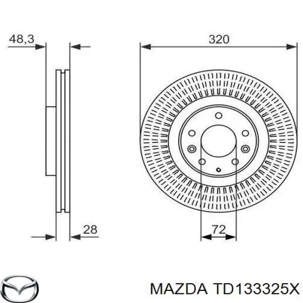 TD133325X Mazda диск гальмівний передній