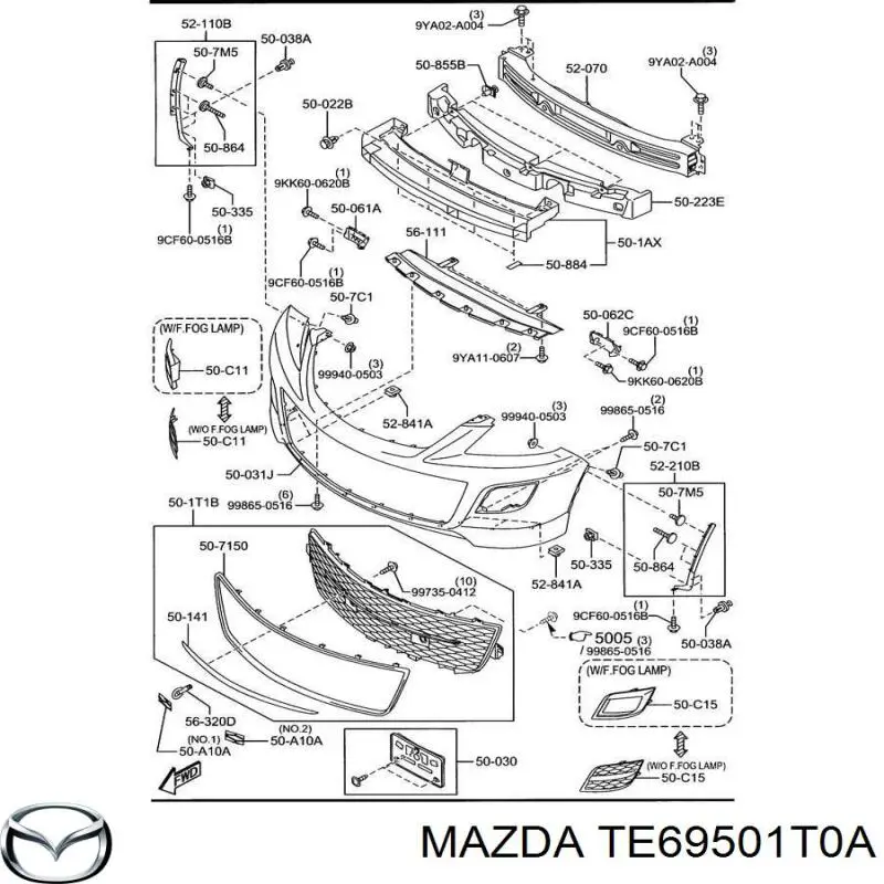 Купити TE69501T0A Mazda Решітка переднього бампера
