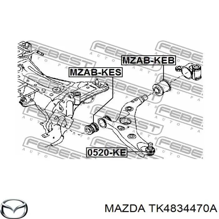 Сайлентблок переднього нижнього важеля TK4834470A Mazda