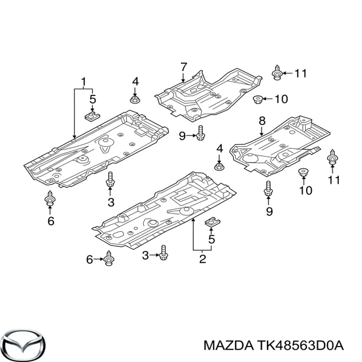 TK48563D0A Mazda Захист днища, правий