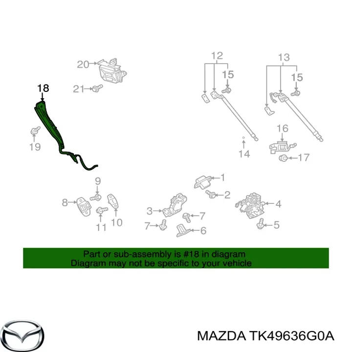 Датчик відкриття кришки багажника/задніх дверей (ляди) Mazda TK49636G0A ціна, від 42.59 USD