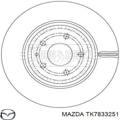 Диск переднього гальма Mazda TK7833251 ціна, від 76.22 USD