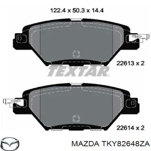 Задні гальмівні колодки Mazda TKY82648ZA ціна, від 33.13 USD