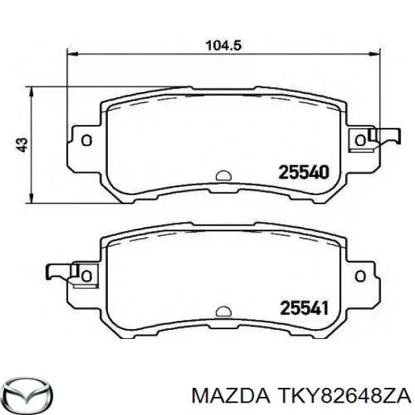 TKY82648ZA Mazda колодки гальмові задні, дискові