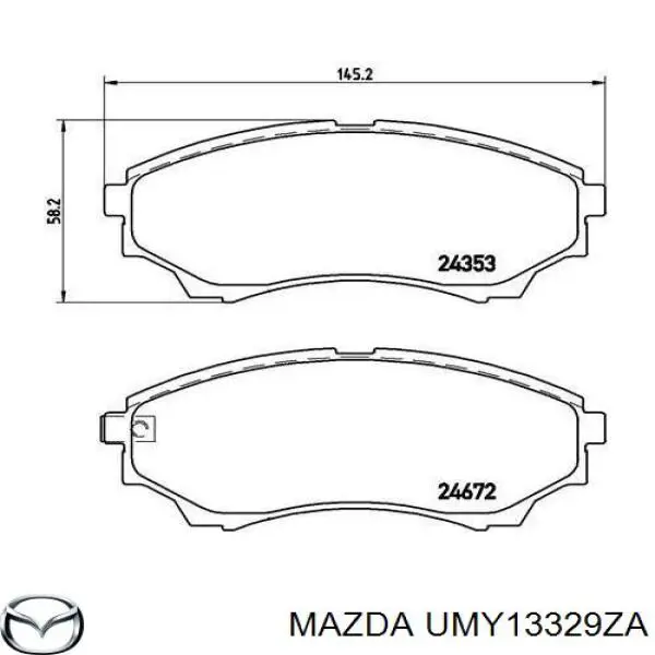 Комплект пружинок кріплення дискових колодок, передніх UMY13329ZA Mazda