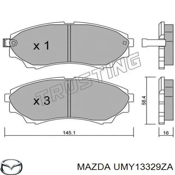 UMY13329ZA Mazda Комплект пружинок кріплення дискових колодок, передніх