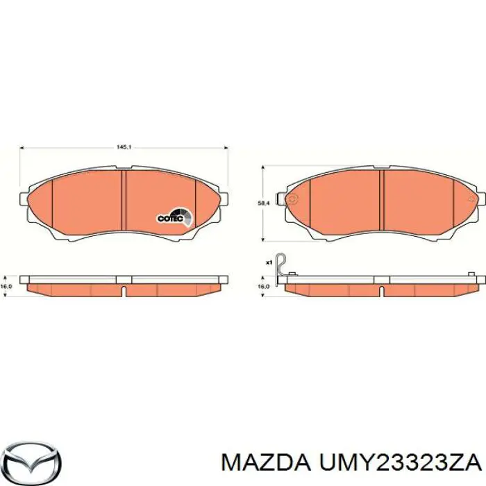 Купити UMY23323ZA Mazda Колодки гальмівні передні, дискові