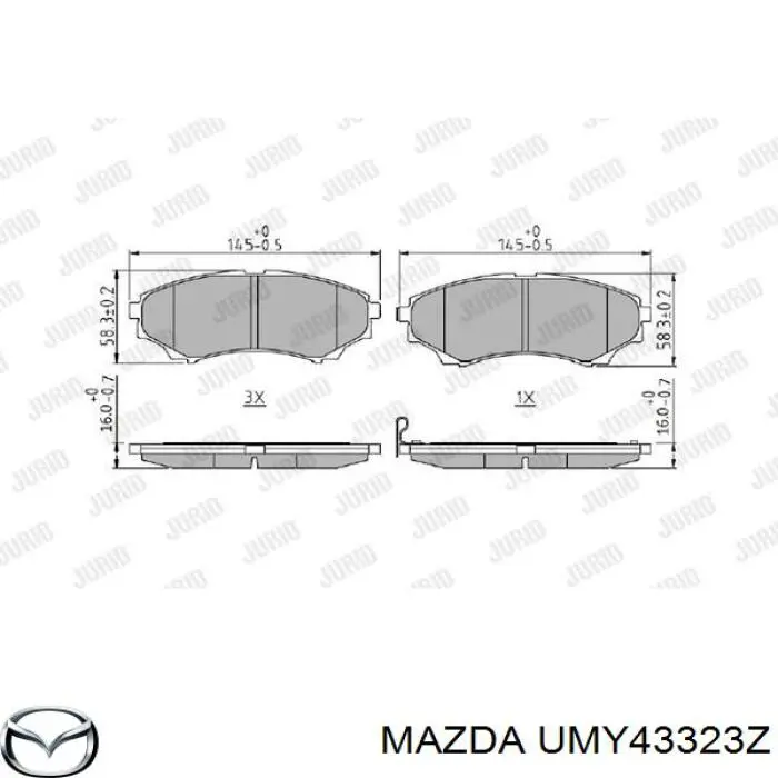 Гальмівні колодки Mazda UMY43323Z ціна, від 30.72 USD