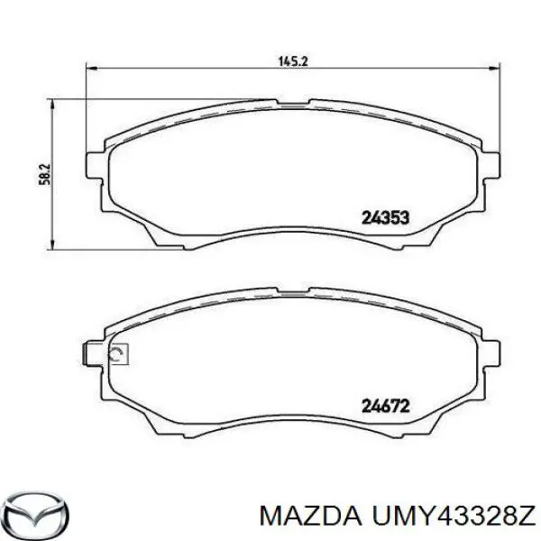 Купити UMY43328Z Mazda Колодки гальмівні передні, дискові