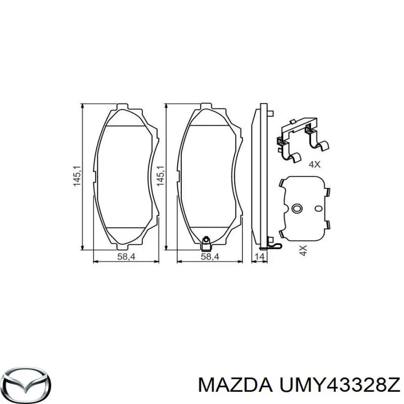 Тормозні колодки Mazda UMY43328Z