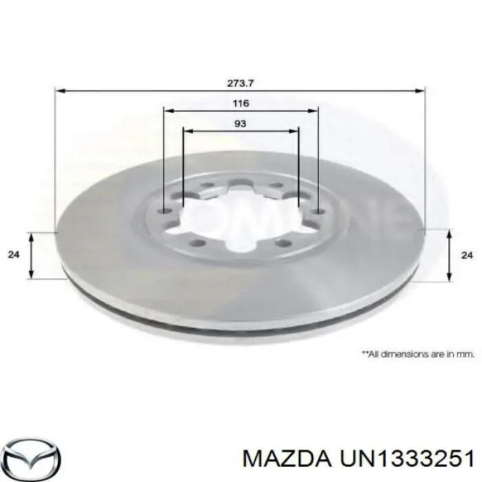 UN1333251 Mazda диск гальмівний передній