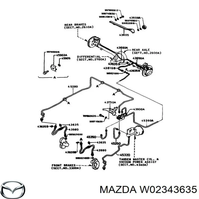 Скоба кріплення гальмівного шлангу Mazda W02343635 ціна, від 1.47 USD