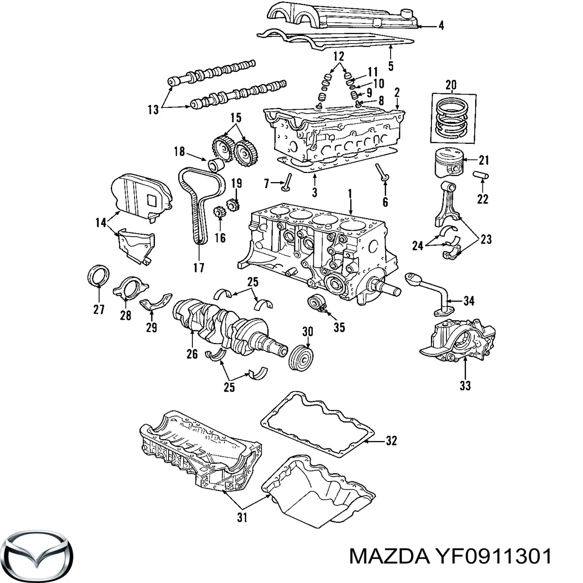 Вал колінчастий і маховик Mazda YF0911301 ціна, від 2412.04 USD