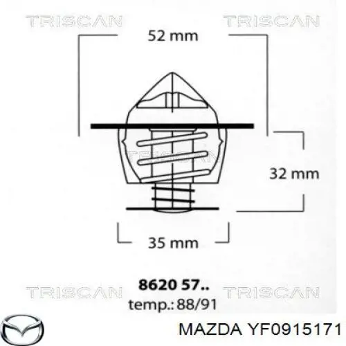 Автомобільний термостат Mazda YF0915171 ціна, від 9.15 USD