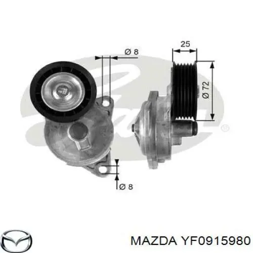 Натягувач приводного ременя YF0915980 Mazda