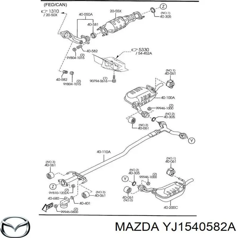 Болт вихлопної системи (глушника) на Mazda 6 (GG)
