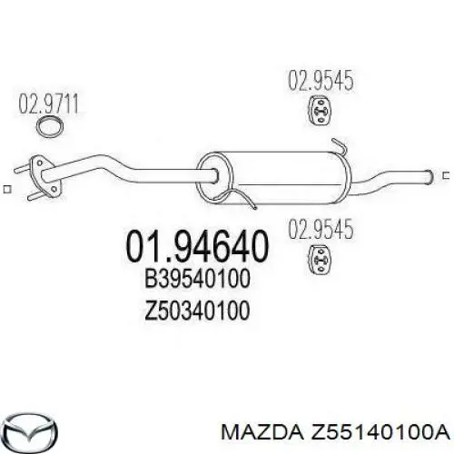 Глушник, задня частина Z55140100A Mazda