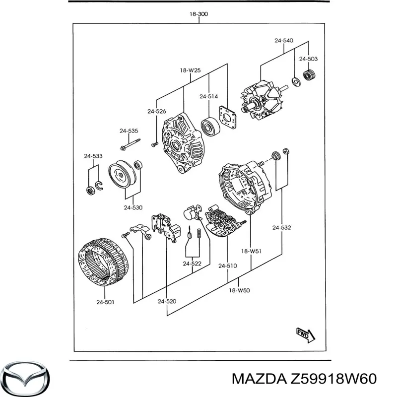 Z59918W60 Mazda міст доданий генератора