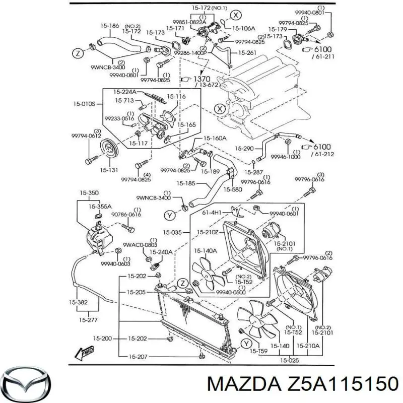 Купити Z5A115150 Mazda Двигун вентилятора системи охолодження