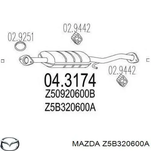 Конвертор-каталізатор (каталітичний нейтралізатор) Mazda Z5B320600A ціна, від 44.82 USD