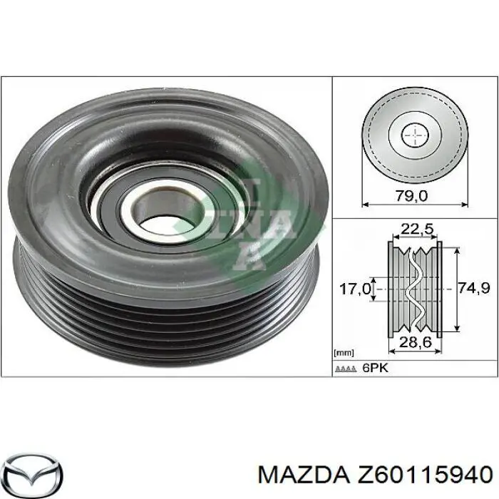 Купити Z60115940 Mazda Ролик приводного ременя, паразитний