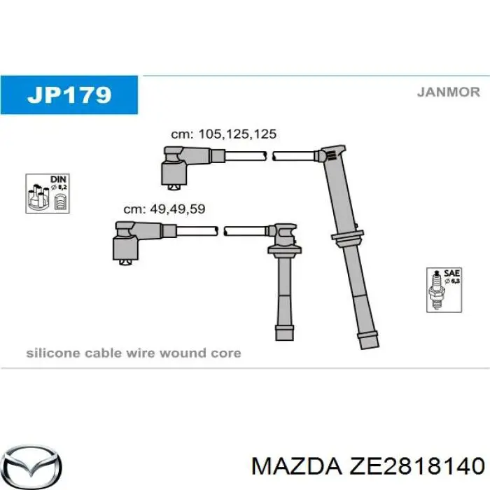 Дріт високовольтні, комплект ZE2818140 Mazda