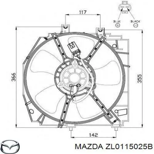 Купити ZL0115025B Mazda Дифузор радіатора охолодження, в зборі з двигуном і крильчаткою