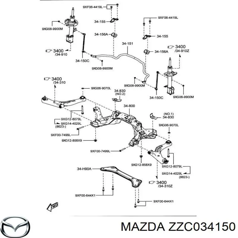 ZZC034150 Mazda Тяга переднього стабілізатора