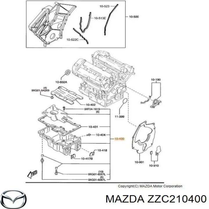 Піддон масляний картера двигуна Mazda MPV (LW) (Мазда Мпв)