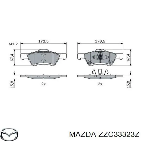 Гальмівні колодки Mazda ZZC33323Z ціна, від 28.10 USD