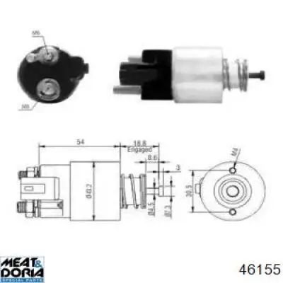 Реле втягує стартера 46155 Meat&Doria