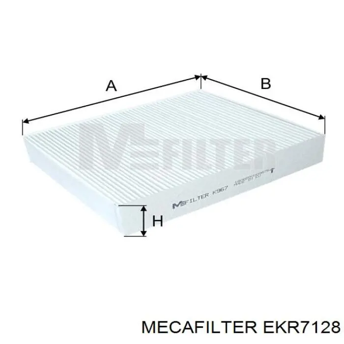 Купити EKR7128 Mecafilter Фільтр салону вугільний