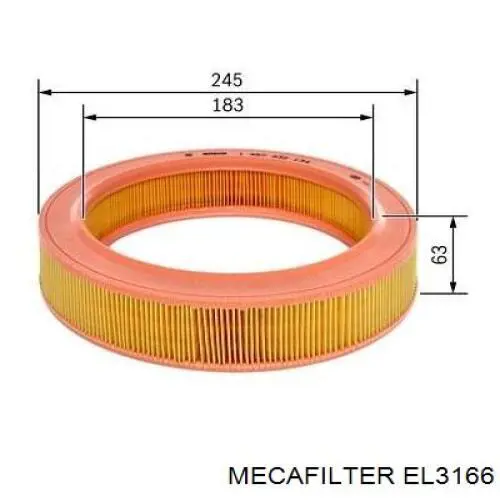 Елемент повітряного фільтра Mecafilter EL3166 ціна, від 2.54 USD