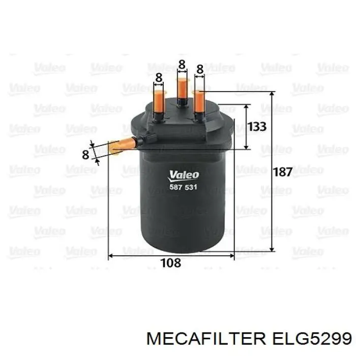 Фільтр тонкого очищення палива Mecafilter ELG5299 ціна, від 17.60 USD