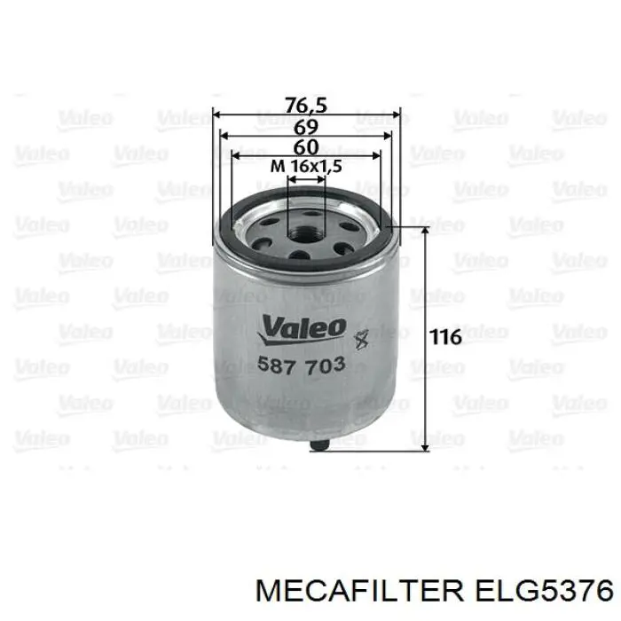 Фільтр паливний Mecafilter ELG5376