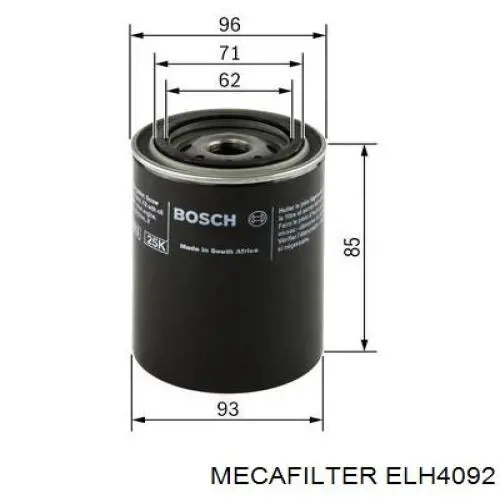 ELH4092 Mecafilter фільтр масляний