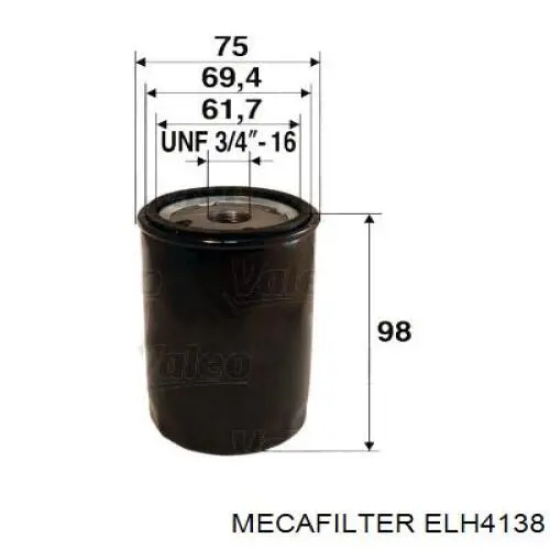 Фільтр масляний ELH4138 Mecafilter