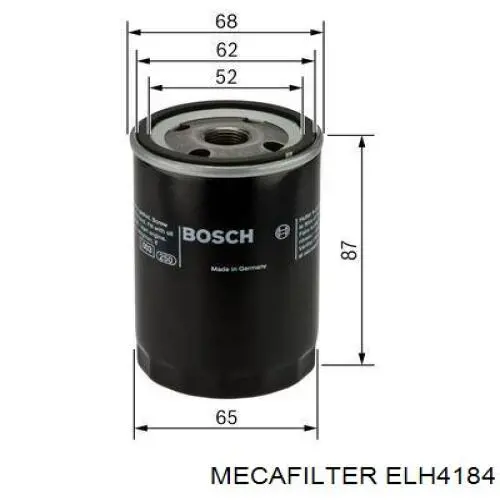Масляний фільтр двигуна Mecafilter ELH4184 ціна, від 4.74 USD