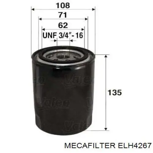 ELH4267 Mecafilter Фільтр масла