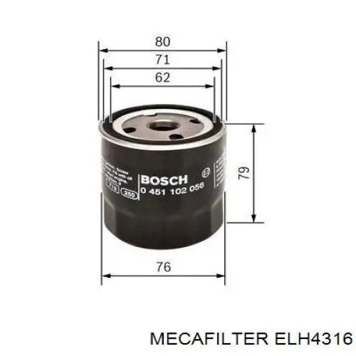 Масляний фільтр ELH4316 Mecafilter