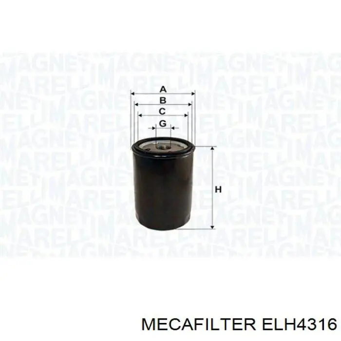 Масляний фільтр двигуна Mecafilter ELH4316 ціна, від 4.92 USD