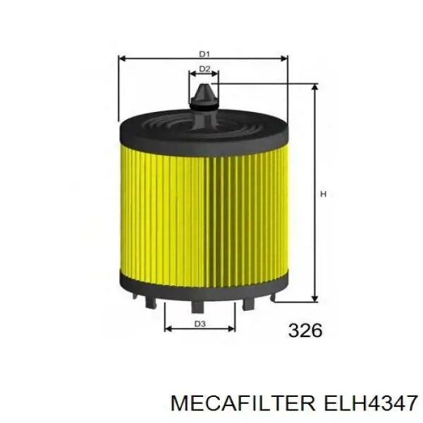 Масляний фільтр двигуна Mecafilter ELH4347 ціна, від 3.99 USD