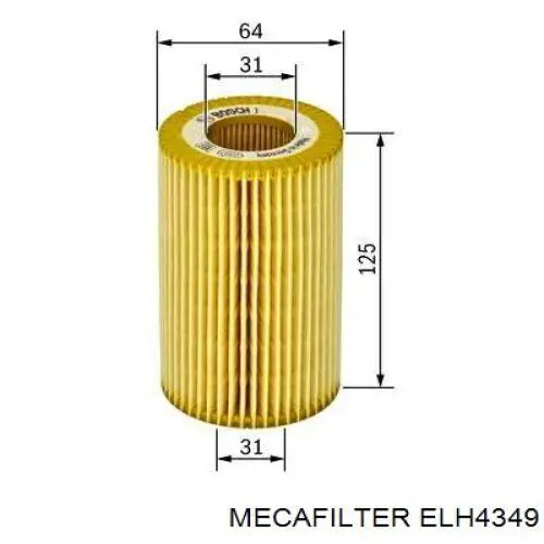 Масляний фільтр двигуна Mecafilter ELH4349 ціна, від 5.63 USD