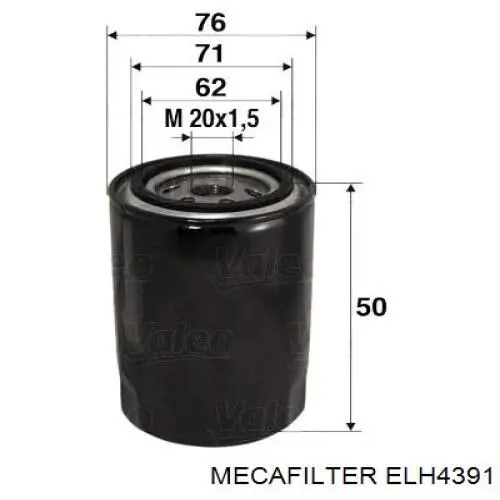 Масляний фільтр двигуна Mecafilter ELH4391 ціна, від 4.16 USD