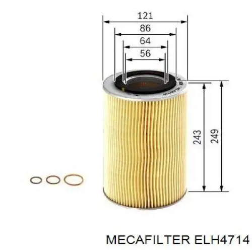 Масляний фільтр ELH4714 Mecafilter