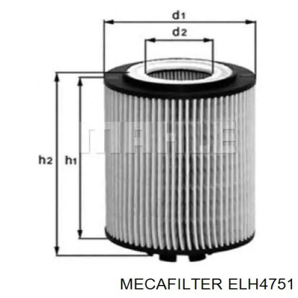 Масляний фільтр ELH4751 Mecafilter