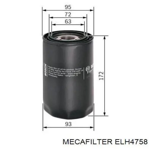 Масляний фільтр ELH4758 Mecafilter